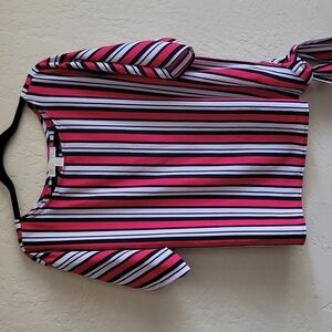 Michael Michael Kors pink black white Striped blouse M